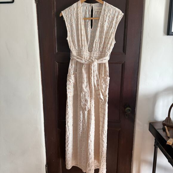 MARA HOFFMAN | Whitney Cotton Windowpane Wide Leg Jumpsuit Cover up Extra Small - Picture 2 of 9